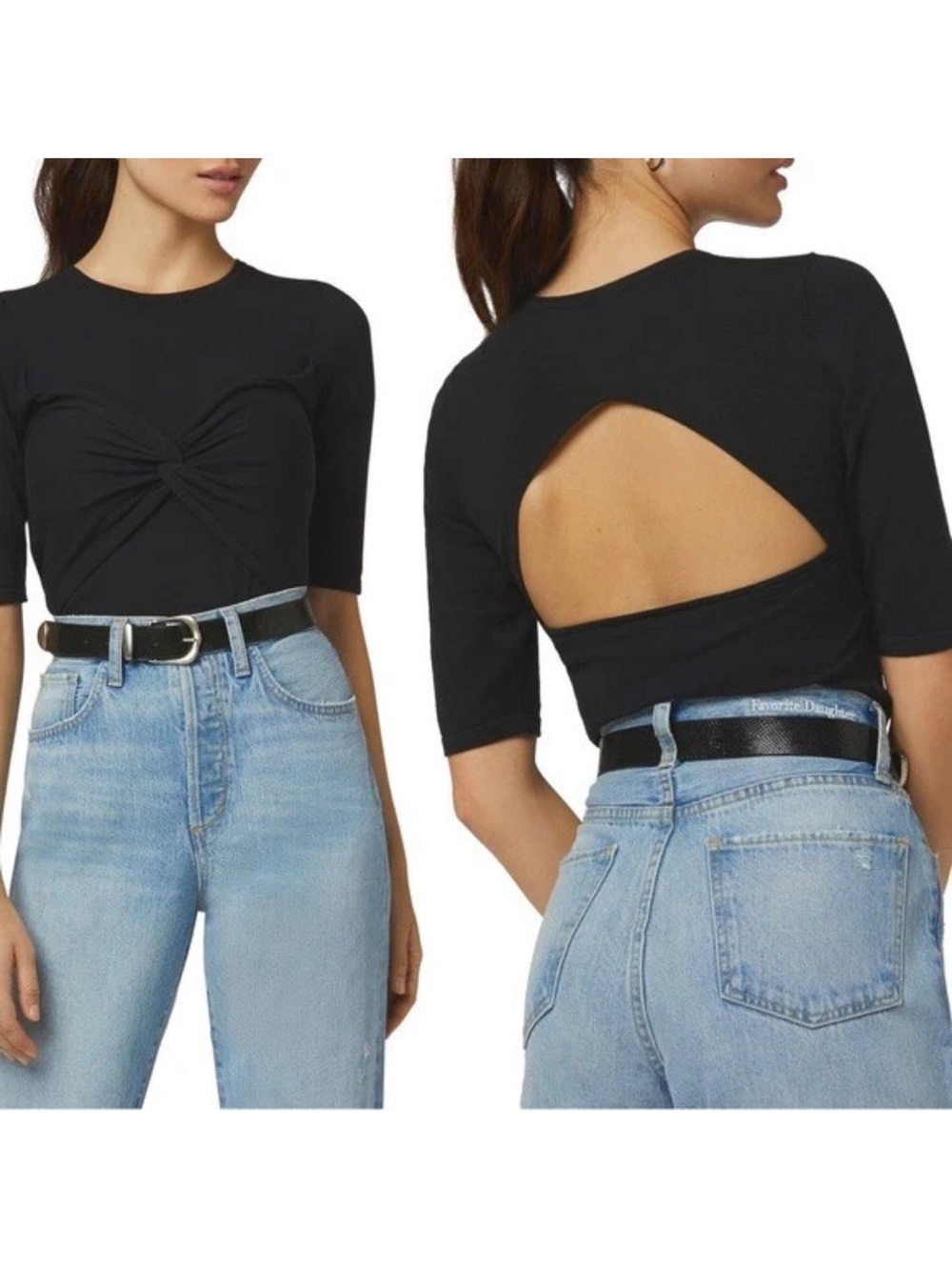 Favorite Daughter Black Open Back Top Small NEW